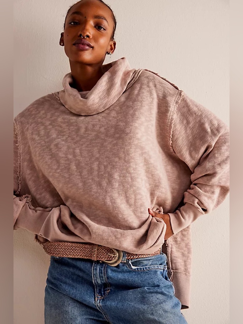 We The Free Timmy Turtleneck Mauve Pink Size XS